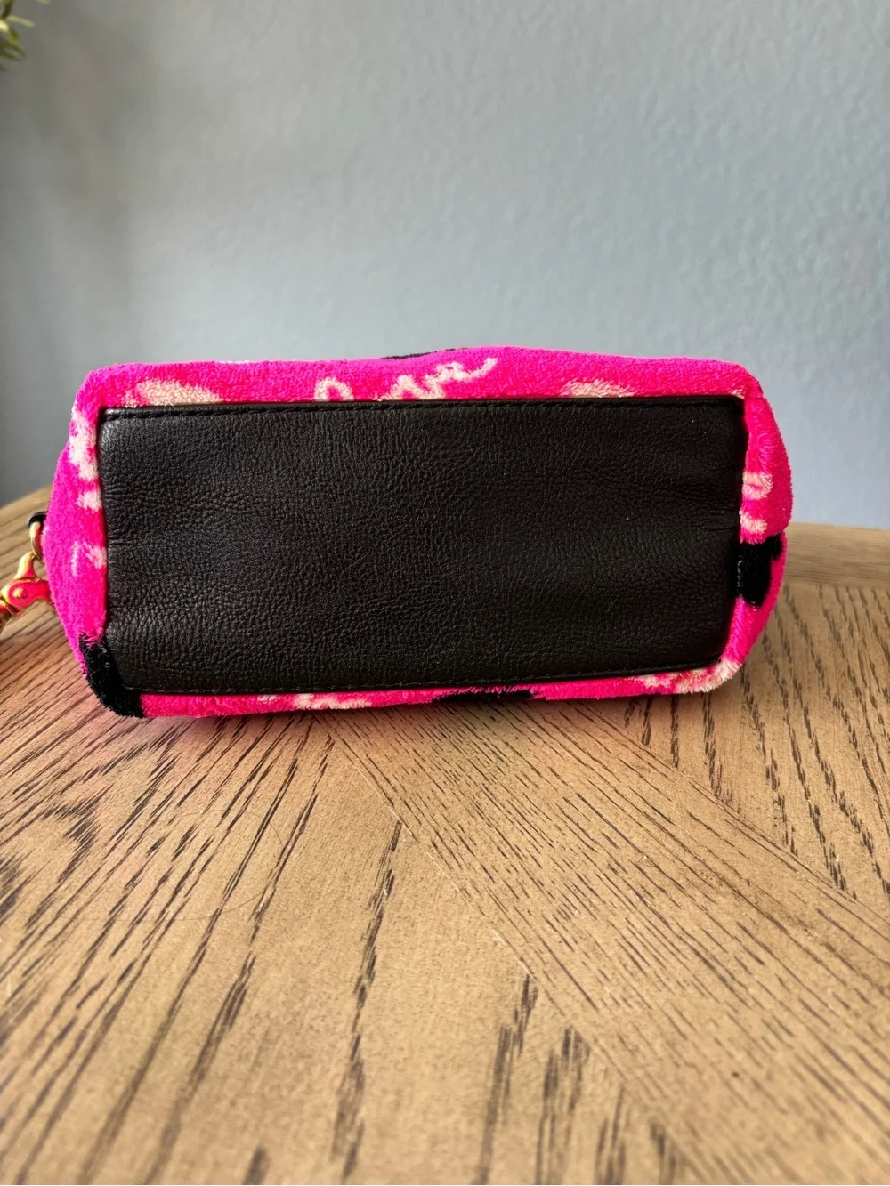Betsey Johnson Pink Terry Cosmetic Bag Wristlet-NWOT